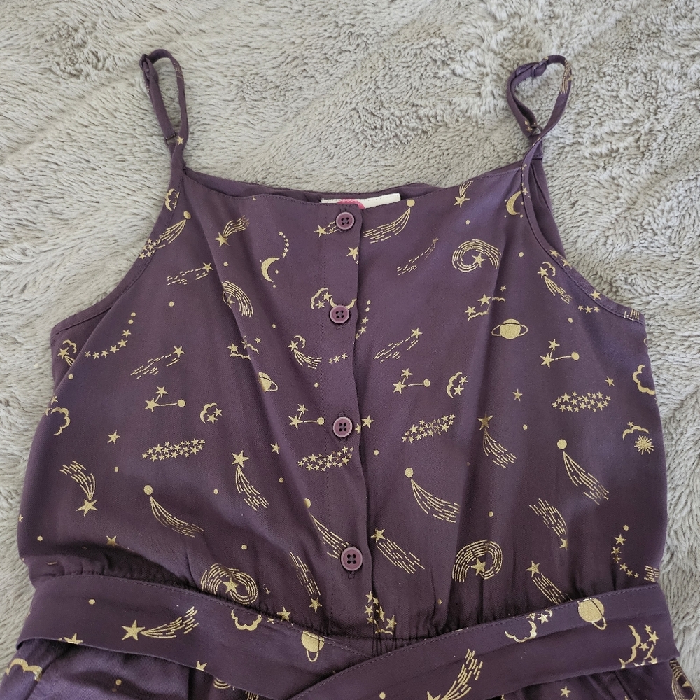 Boden Plum Purple & Gold Celestial Space Graphic Jumpsuit Girls Size 11/12 - Picture 5 of 5